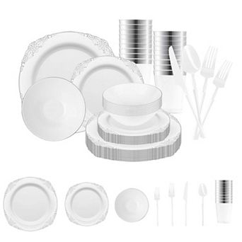 Luxury 60-Guest Gala Dinnerware Set - Plastic Tableware for Full Meal Service