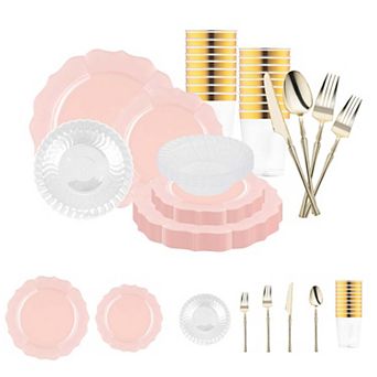 Luxury 60-Guest Gala Dinnerware Set - Plastic Tableware for Full Meal Service