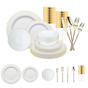 Luxury 60-Guest Gala Dinnerware Set - Plastic Tableware for Full Meal Service