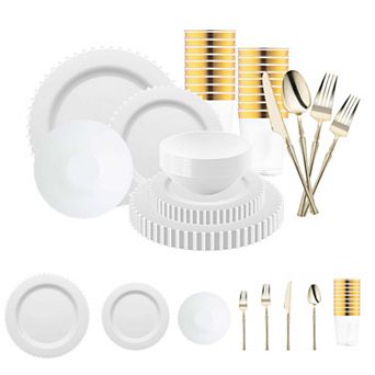 Luxury 60-Guest Gala Dinnerware Set - Plastic Tableware for Full Meal Service