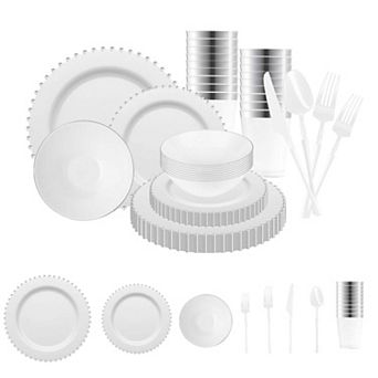 Luxury 60-Guest Gala Dinnerware Set - Plastic Tableware for Full Meal Service