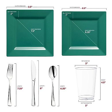 Premium Square Disposable Plastic Dinnerware Set - 30 Guest Service