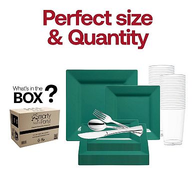 Premium Square Disposable Plastic Dinnerware Set - 30 Guest Service