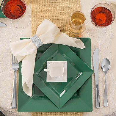 Premium Square Disposable Plastic Dinnerware Set - 30 Guest Service