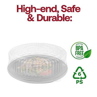 Round Plastic Trays w/ Lids - 25 Sets