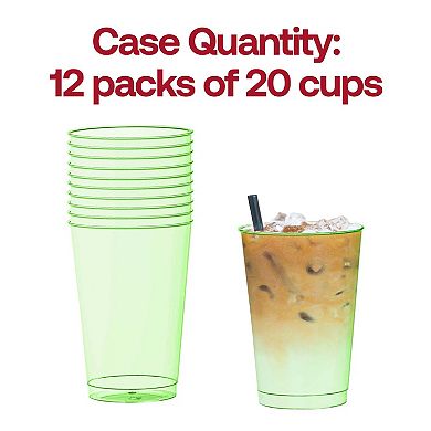 12 oz Clear Tinted Disposable Plastic Party Cups - 240 pcs