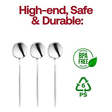 Silver Moderno Plastic Dinner Spoons - 300 pcs