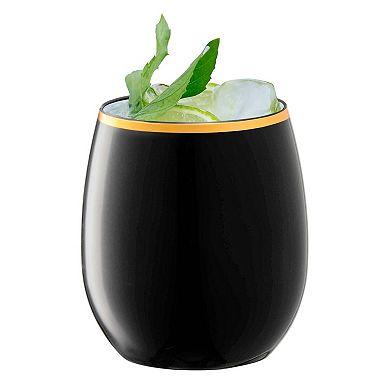 12 oz Stemless Disposable Plastic Wine Glasses - 32 pcs