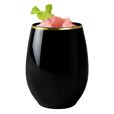 12 oz Stemless Disposable Plastic Wine Glasses - 32 pcs