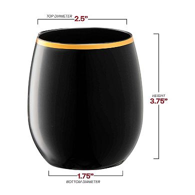 12 oz Stemless Disposable Plastic Wine Glasses - 32 pcs