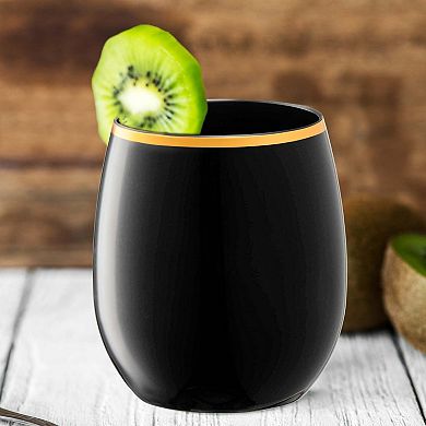12 oz Stemless Disposable Plastic Wine Glasses - 32 pcs