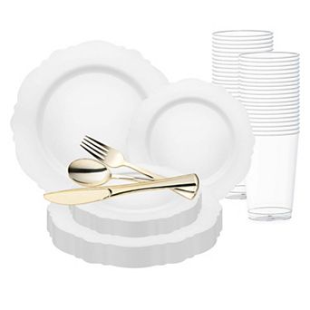 Blossom Round Disposable Plastic Wedding Set - 30 Sets