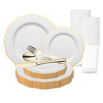 Blossom Round Disposable Plastic Wedding Set - 30 Sets