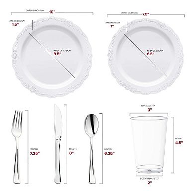 Vintage Round Disposable Plastic Wedding Set - 30 Sets