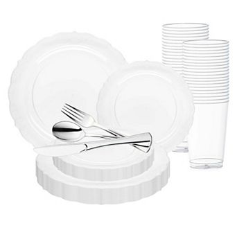 Vintage Round Disposable Plastic Wedding Set - 30 Sets
