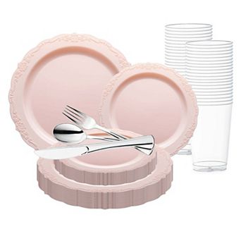 Vintage Round Disposable Plastic Wedding Set - 30 Sets