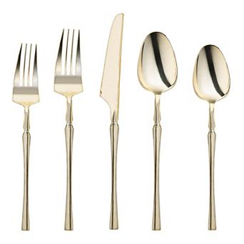 Shiny Gold Moderno Plastic Cutlery Set - For 40 Guests