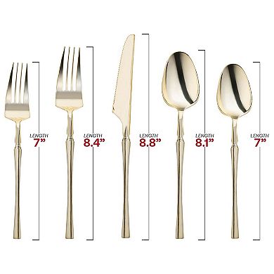Shiny Gold Moderno Plastic Cutlery Set - For 40 Guests