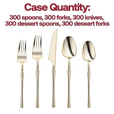 Shiny Gold Moderno Plastic Cutlery Set - For 40 Guests