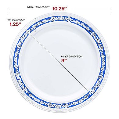 Royal Rim Round Disposable Plastic Dinnerware Set - 40 Sets