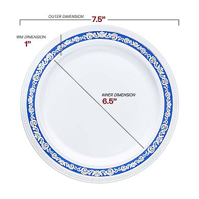 Royal Rim Round Disposable Plastic Dinnerware Set - 40 Sets