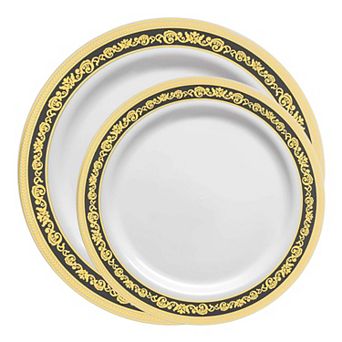 Royal Rim Round Disposable Plastic Dinnerware Set - 40 Sets