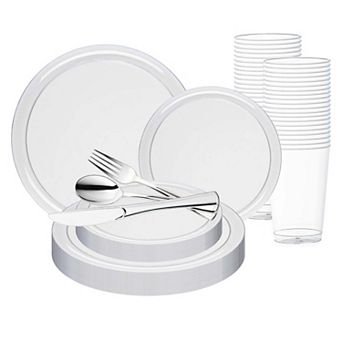 Flat Round Disposable Plastic Wedding Set - 30 Sets