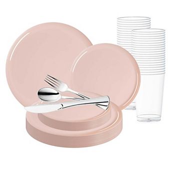 Flat Round Disposable Plastic Wedding Set - 30 Sets