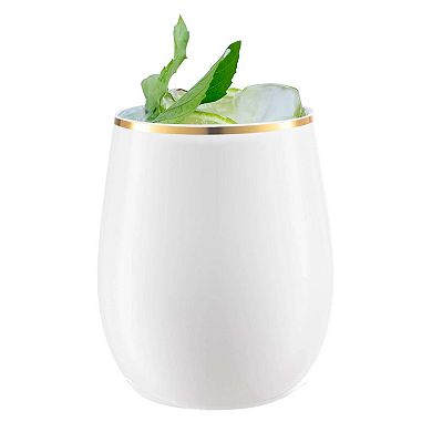 12 oz Stemless Disposable Plastic Wine Glasses - 32 pcs