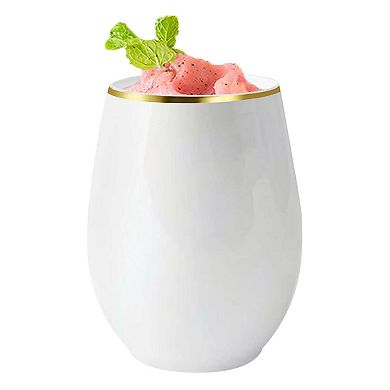 12 oz Stemless Disposable Plastic Wine Glasses - 32 pcs
