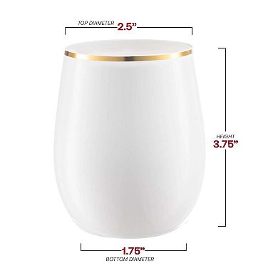 12 oz Stemless Disposable Plastic Wine Glasses - 32 pcs