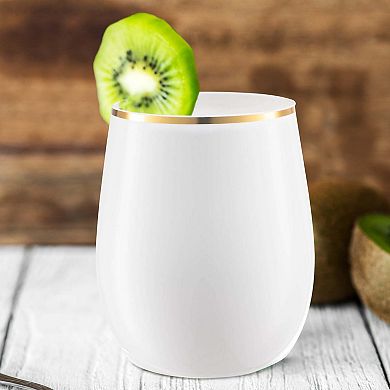 12 oz Stemless Disposable Plastic Wine Glasses - 32 pcs