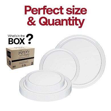 Flat Round Disposable Plastic Dinnerware Set - 40 Sets