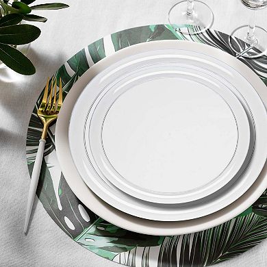 Flat Round Disposable Plastic Dinnerware Set - 40 Sets