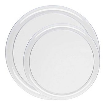 Flat Round Disposable Plastic Dinnerware Set - 40 Sets