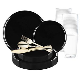 Flat Round Disposable Plastic Wedding Set - 30 Sets