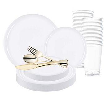 Flat Round Disposable Plastic Wedding Set - 30 Sets