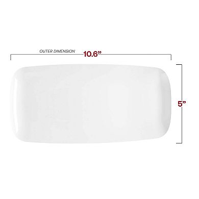 10.6" x 5" Raised Edge Rectangular Disposable Plastic Plates - 50 pcs