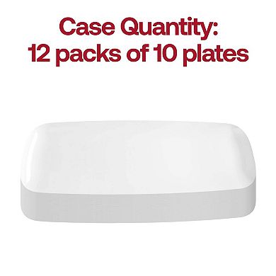 10.6" x 5" Raised Edge Rectangular Disposable Plastic Plates - 50 pcs