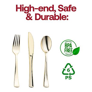 Refined Metallic Disposable Cutlery & Tumbler Suite - 120 Sets