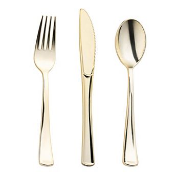 Refined Metallic Disposable Cutlery & Tumbler Suite - 120 Sets