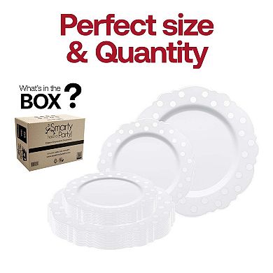 Dots Blossom Round Disposable Plastic Dinnerware Set - 40 Sets