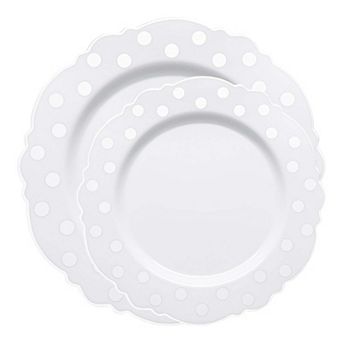 Dots Blossom Round Disposable Plastic Dinnerware Set - 40 Sets