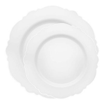 Blossom Round Disposable Plastic Dinnerware Set - 40 Sets