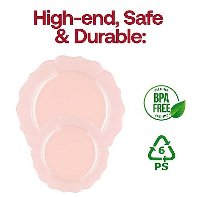 7.5" Round Lotus Disposable Plastic Salad Plates - 120 pcs