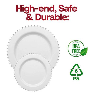 7" Pearl String Round Disposable Plastic Salad Plates - 120 pcs