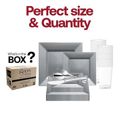 Silver Square Plastic Wedding Set - 30 Sets
