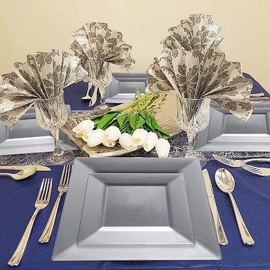 Silver Square Plastic Wedding Set - 30 Sets