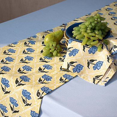 Noor Pure Linen Handprinted Table Runner
