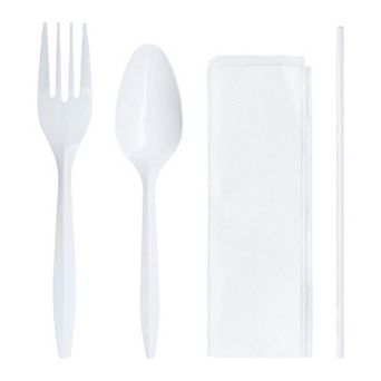 Cutlery Kit - Fork/Teaspoon/Straw & Napkin - 1000 ct